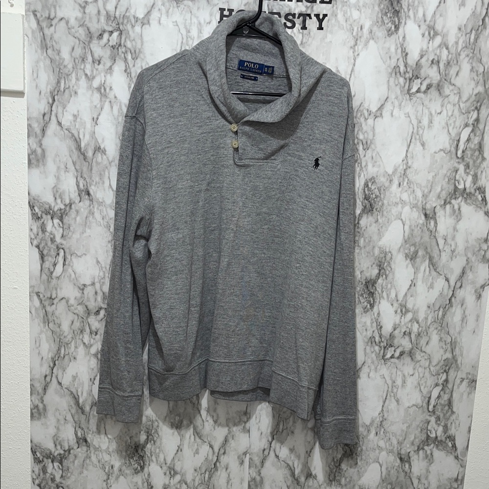 Polo by Ralph Lauren Heather Gray Knit Collar Sweater